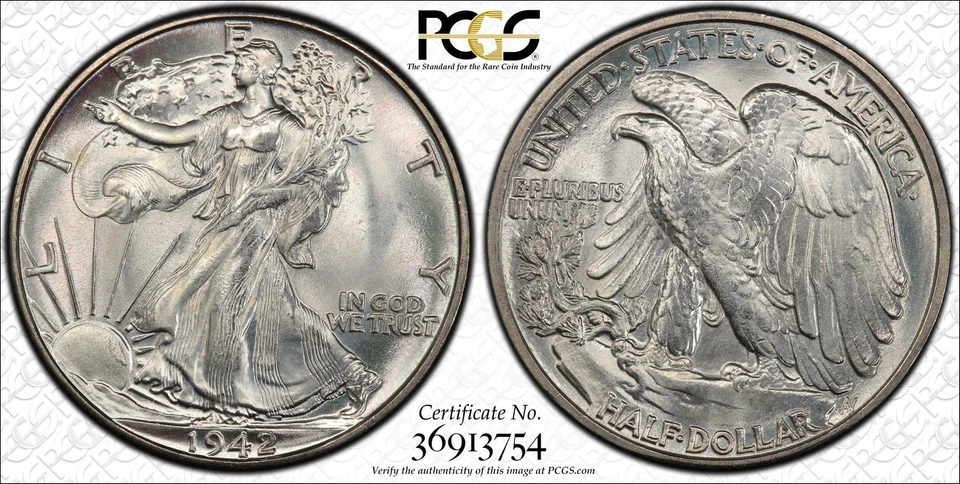 1942 P Walking Liberty Half Dollar PCGS MS-66+ Plus CAC Super PQ! - Image 3 of 3