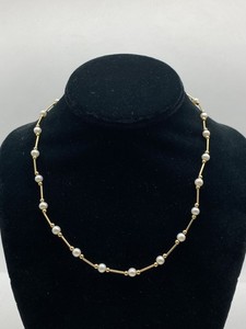 14k Gold Freshwater Pearl Beaded Necklace 6.21g