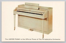 Postcard Lester Betsy Ross Spinet Piano Model 142 in Limed Korina Advertising