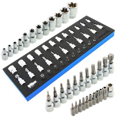 Werkstattwagen Einlage für Torx Steckschlüssel Satz T10-T60 Stecknuss E4-E20 Set