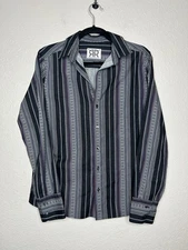 Double R by Ravi Ratan Western Button Up Shirt Long Sleeve Black Size Medium