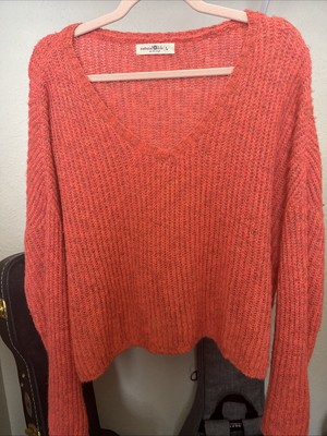 Natural Life Orange Space Dye Pullover Knit Sweater Large People Be Free Lucky