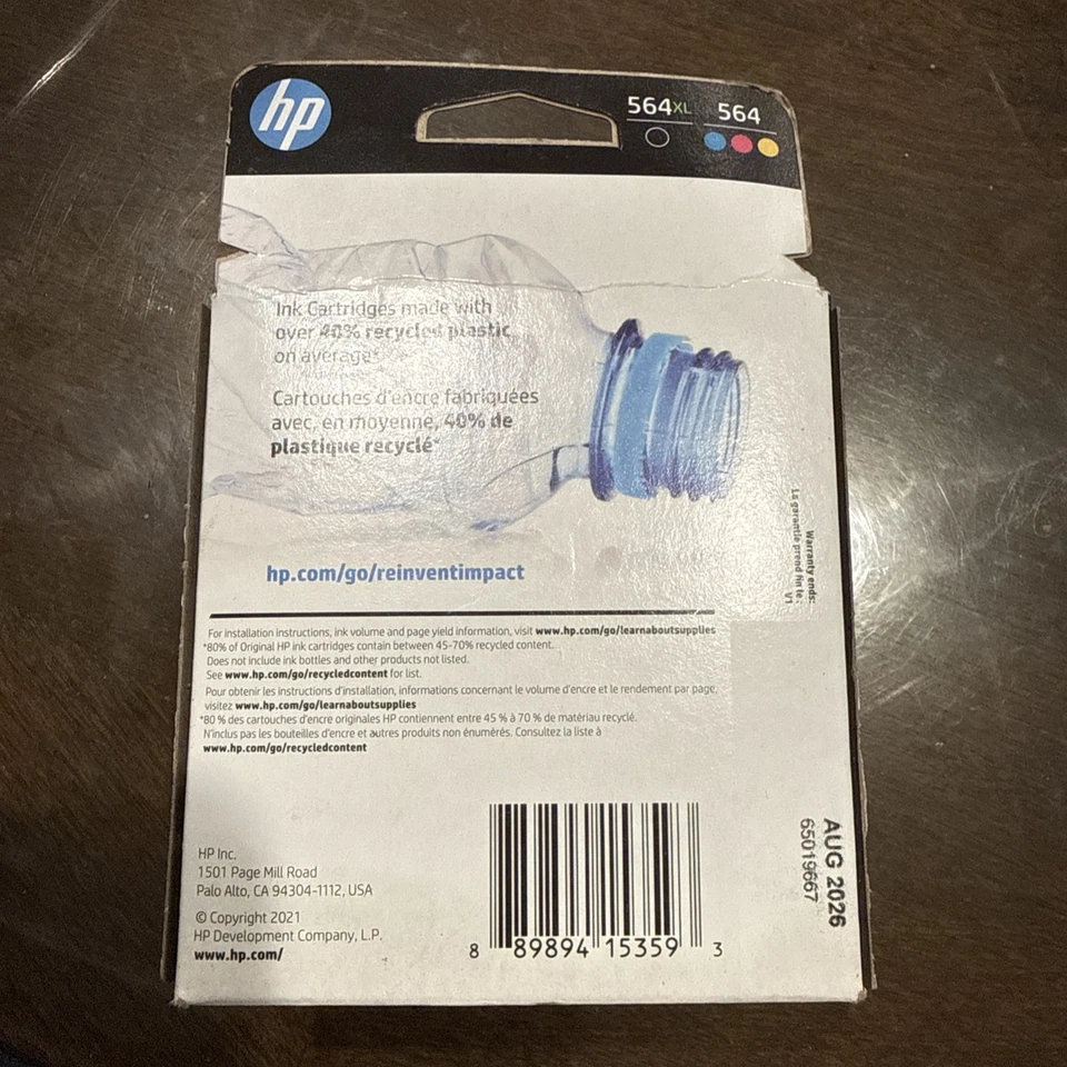 HP 564XL/564 Black Tri-Color Combo Pack Genuine Ink Cartridges Exp. Aug2026 3593 - Image 2 of 3