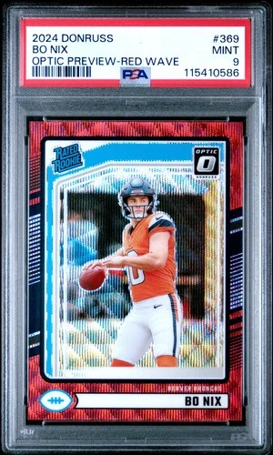 2024 PANINI DONRUSS OPTIC PREVIEW RED WAVE #369 BO NIX ROOKIE RC PSA 9
