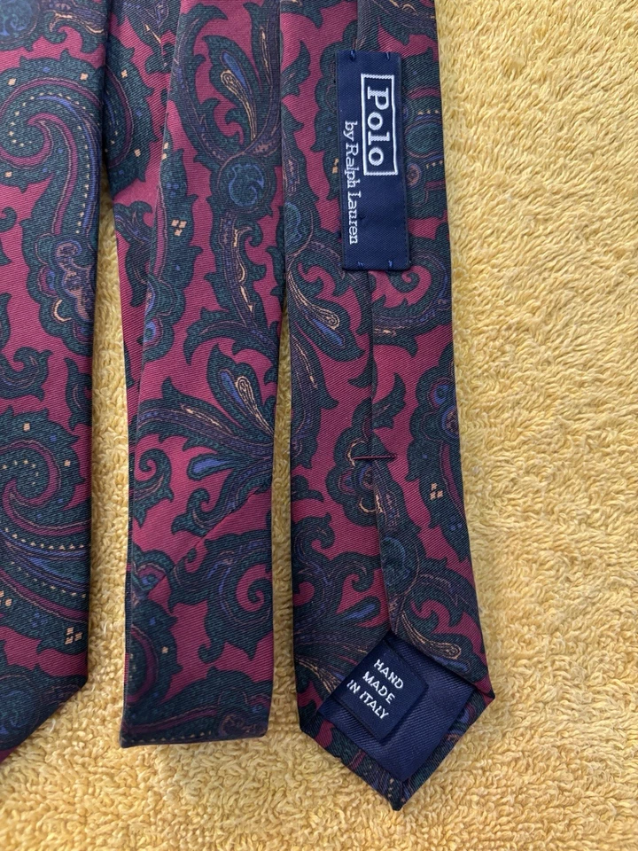 NWOT Ralph Lauren Polo Madder Red Paisley Silk Tie 3.5W x 58L Handmade in Italy - Image 3 of 4