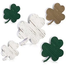 Yousoontic 5 Pcs St. Patrick's Day Table Wooden Signs Vintage Shamrock