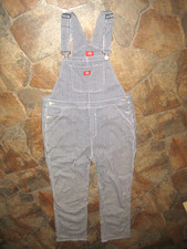 Vintage Dickies Overalls Bib Pinstripes Conductor Railroad Carpenter Work Medium