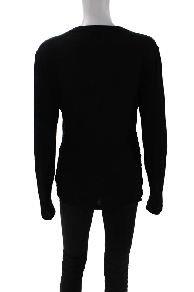 Camiseta James Perse Mujer Negra Jersey Manga Larga Cuello Redondo Talla 4 Foto 3 de 4