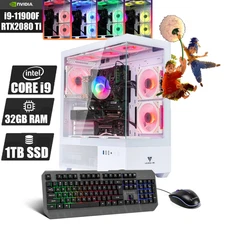 Custom ARGB Gaming PC Intel i9 RTX 2080 Ti 1TB SSD 32GB RAM 1TB HDD WIFI6 BT5.4