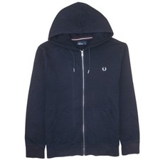 Fred Perry Men's Black XL Full Zip Hoodie Cotton Blend