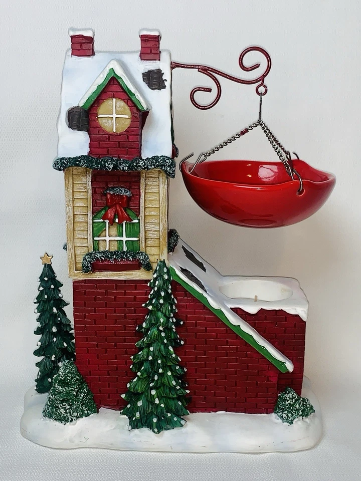 Yankee Candle Tea Light Red Holiday House P2 calentador de tarta de Navidad LTD DIFÍCIL DE ENCONTRAR Foto 3 de 4