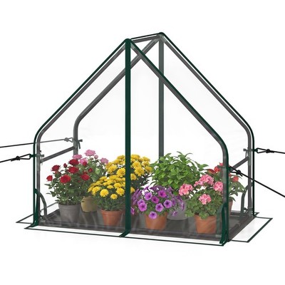 Mini Green House with Waterproof Bottom Mat, Portable Green House w/ Metal Frame