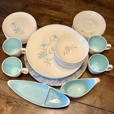 VTG 29pc Taylor Smith Ever Yours Boutonniere MCM Dish Set Plates Bowls Cups