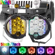 1x Rgb 57inch Led Work Light Car Pods Spot Flood Combo Offroad Driving Fog Lamp