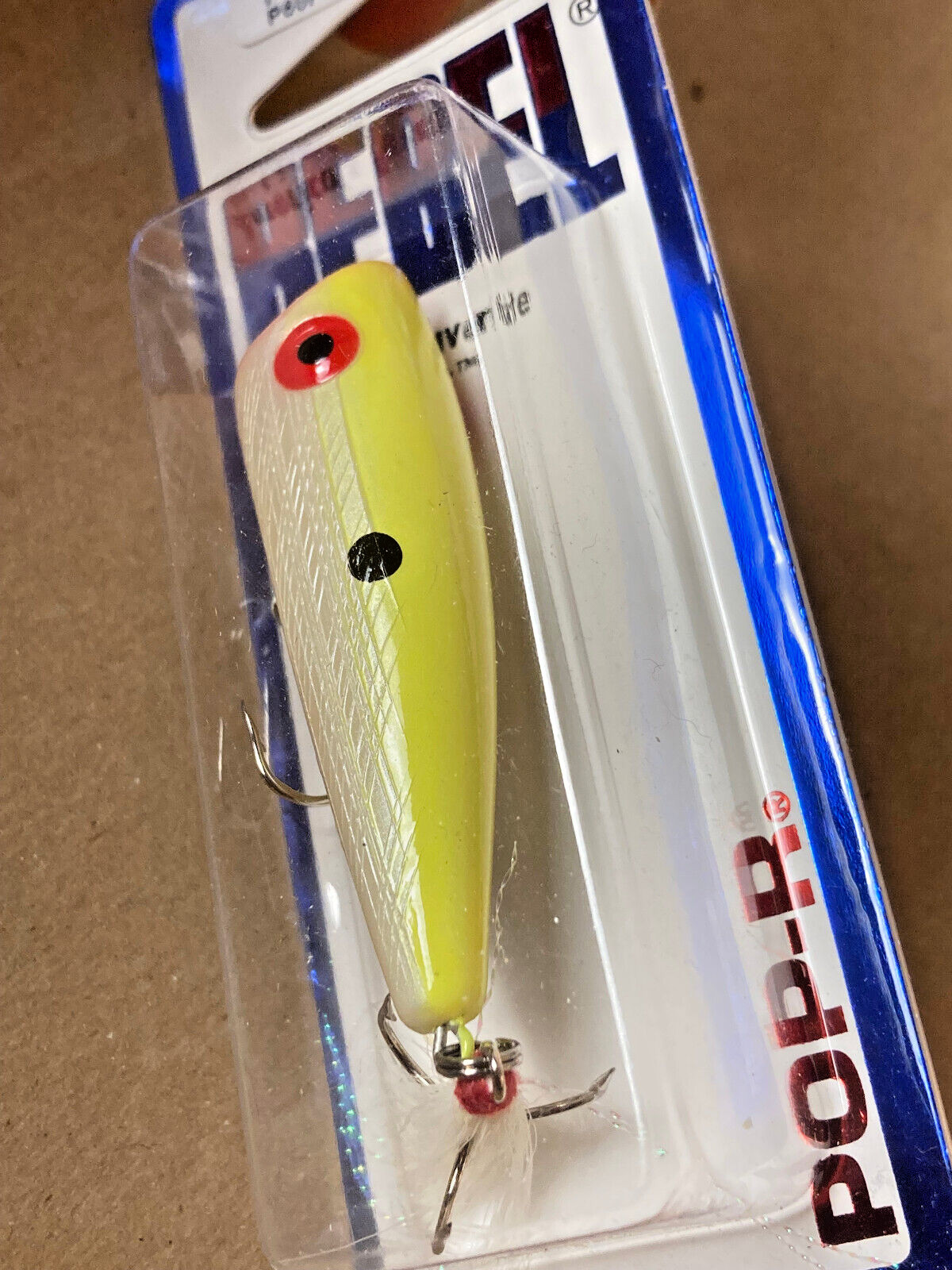 (LOT OF 4) REBEL POP-R P60 TOPWATER PLUGS ~ TN SHAD, CHART/WHITE, BASS - Image 3