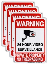Warning 24 Hour Video Surveillance SignNo Trespassing Signs Private Property ...