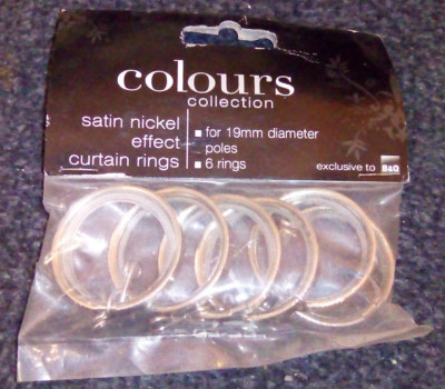 COLOURS B&Q Gardinenringe Satin Nickel Optik 6er Pack passend für 19 mm Durchmesser Stange