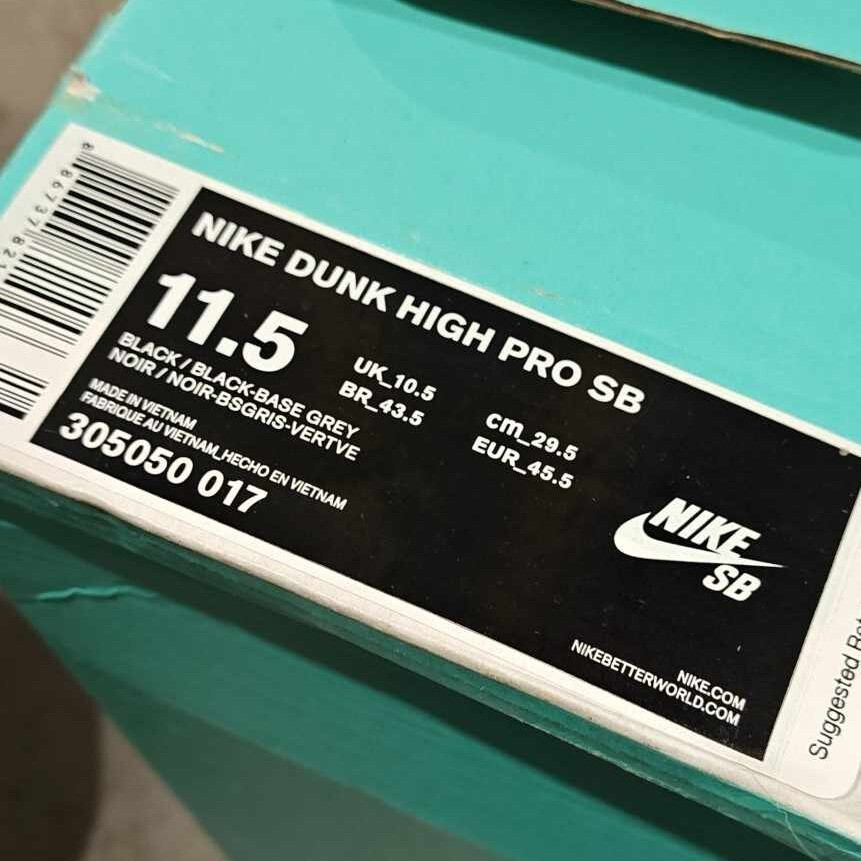 Nike Dunk High Pro SB - Black/Black-Base Grey [Size 11.5] | eBay