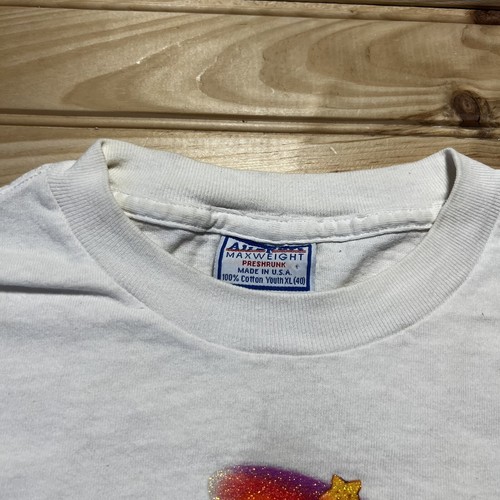 Vintage 90s Y2K Blue Care Bears Cartoon Golden Star Shirt Size Youth XL - Picture 6 of 10