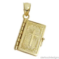 New 14k Yellow Gold Bible Pendant