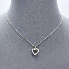 N0332 Sterling Silver Dipped Cubic Zirconia CZ Heart Love Shape Pendant Necklace