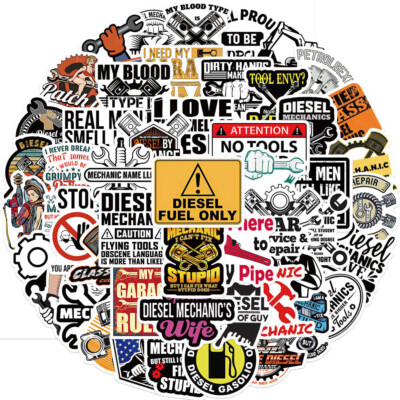   50pcs Mini Mechanic Diesel Car Style Car Engine Stysle Sticker Decal