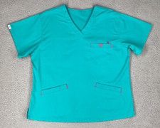 Scrub Top Women 47 in Chest Short Sleeve Pockets Teal