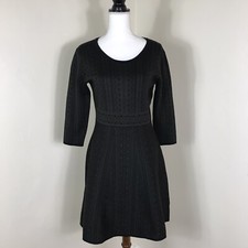 Nina Leonard knit sweater dress size S Small fit and flare green