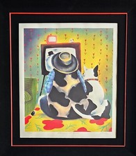 MACKENZIE THORPE Watching with Butch Serigraph Dog Hand Signed  British artist