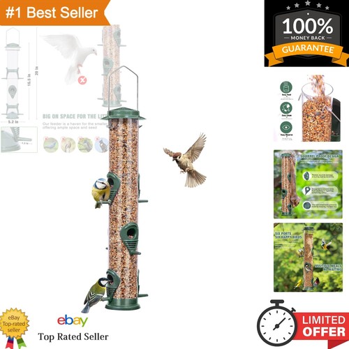 Metal Tube Bird Feeder with 6 Feeding Ports - Weatherproof &amp; Squirrel ...