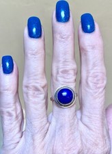 Lovely Vintage Designer Sterling Silver Lapis Lazuli Ring, Size 7