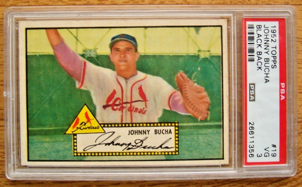 1952 Topps PSA 3 VG #19 Johnny Bucha Black Back Rookie Card St. Louis Cardinals