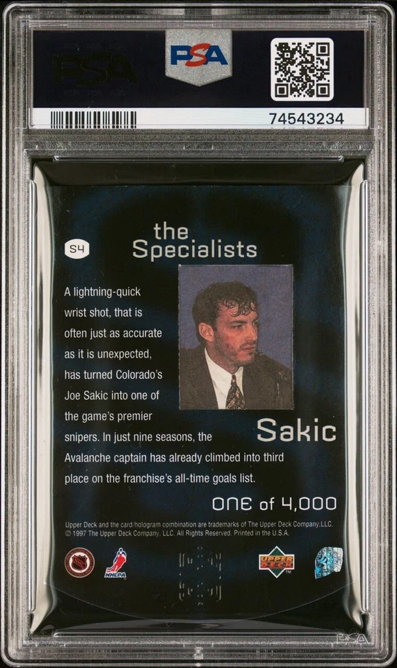 1997-98 Upper Deck The Specialists #S4 Joe Sakic /4000 HOF -  PSA 8 - POP 1 - Image 2 of 3