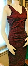 VTG Nicole Miller Collection Sleeveless Sheath CRINKLE BURGUNDY SEXY Dress Sz 4