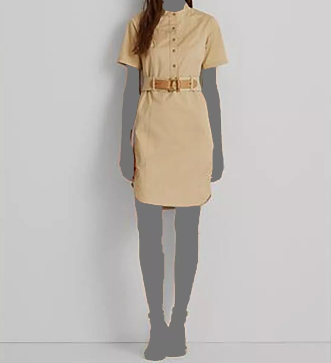 $165 Lauren Ralph Lauren Women's Beige Belted Micro Sanded Twill