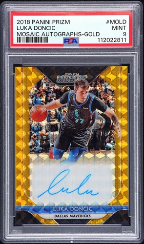 2018 PANINI PRIZM MOSAIC AUTOS GOLD #MOLD LUKA DONCIC ROOKIE 2/10 PSA 9 AUTO