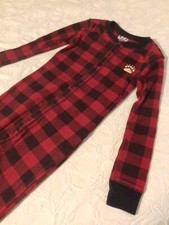 Lazy One Children Unisex BEAR CHEEKS Red And Black. Checkered Pajamas Size 10