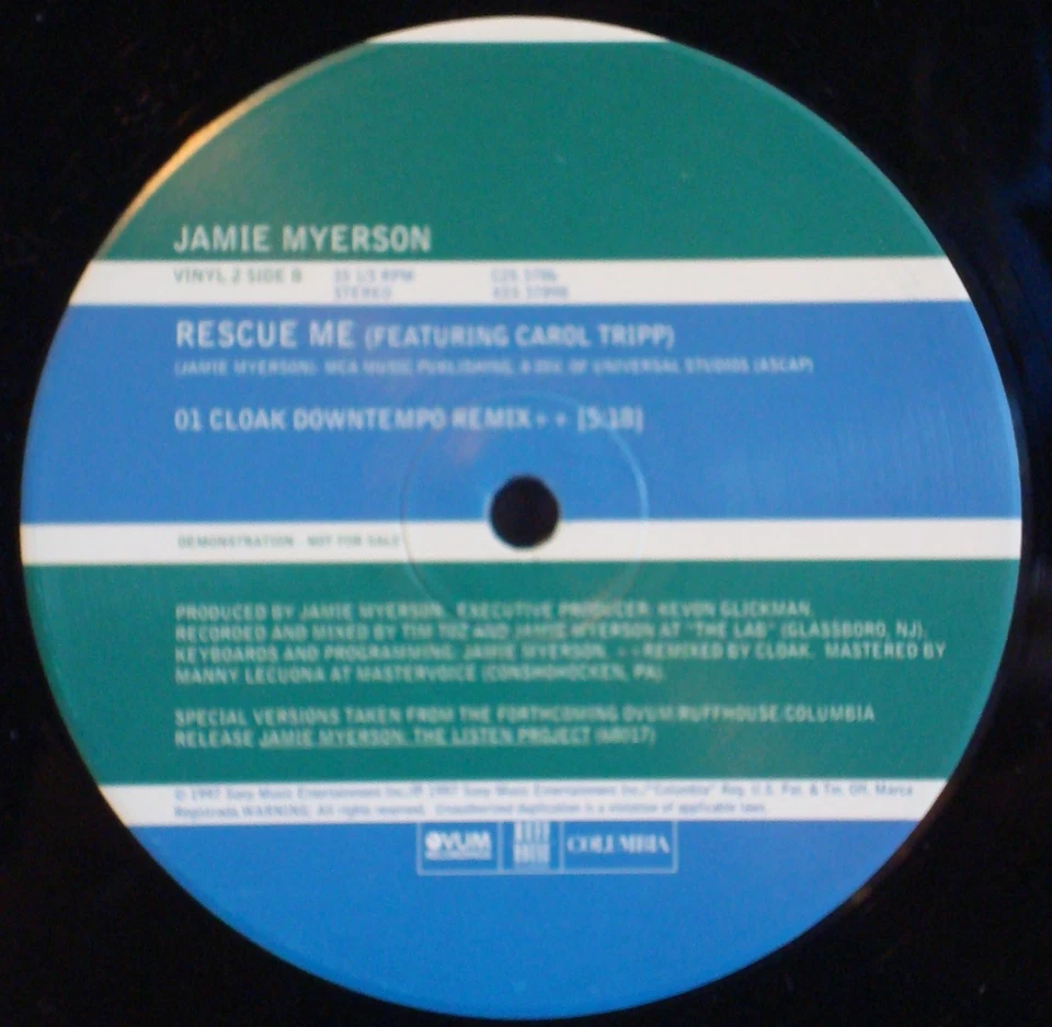 JAMIE MYERSON Rescue Me-Remixes EX 1997 OVUM 2x12" PROMO Cloak/Nitebreed DnB-DUB Foto 3 de 4