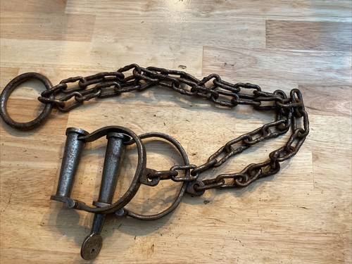 Leg Iron Shackles Rustic Jailer Prison Guard Cast Iron Metal Handcuffs Jail GIFT - Picture 3 of 5