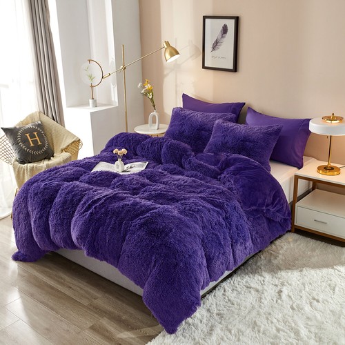 Plush Shaggy Duvet Cover Luxury Ultra Soft Crystal Velvet Bedding Set - Picture 28 of 45