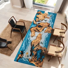Epoxy Resin Ocean Wave River Beach Dining Table Top Housewarming Furniture Decor