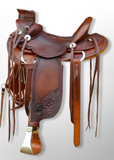 Western Leather Wade Roping Ranch Hand Carved Horse Saddle 10'' to 18'' freeship