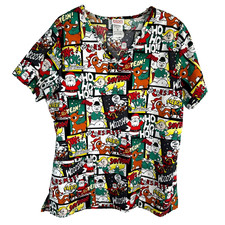 Rudolph the Red Nosed Reindeer Christmas Holiday Scrub Top Medical Nursing Med