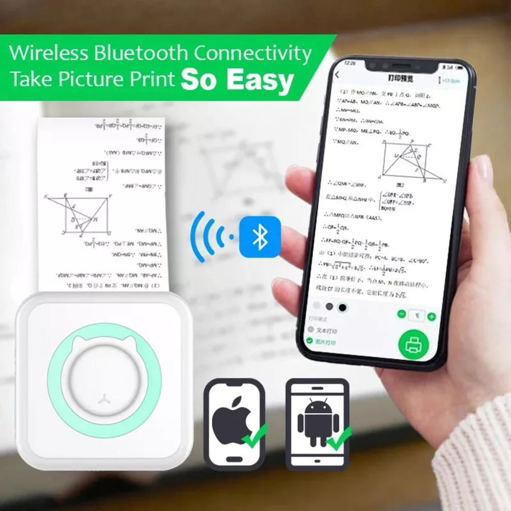 Bluetooth Photo Printer Compact Pocket-Sized Mini Thermal Printer