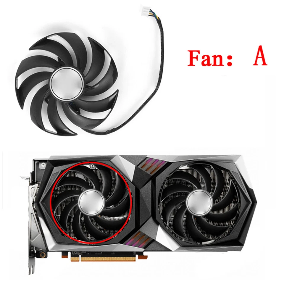 Graphics Card Cooling Fan For MSI GeForce RTX3060 3060Ti RX6700 6600XT Gaming X - Image 3 of 4