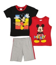 Boys Disney 3PC Gray shorts t shirt tank set outfit Mickey Mouse Size 5