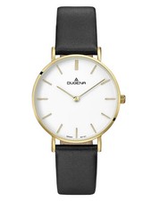 Dugena Damenuhr mit Lederband Edelstahl Flach 4460746