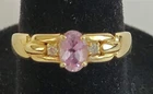 Pink Morganite & Diamond Ring 14k Yellow Gold Size 6 Thailand Hallmarked STS