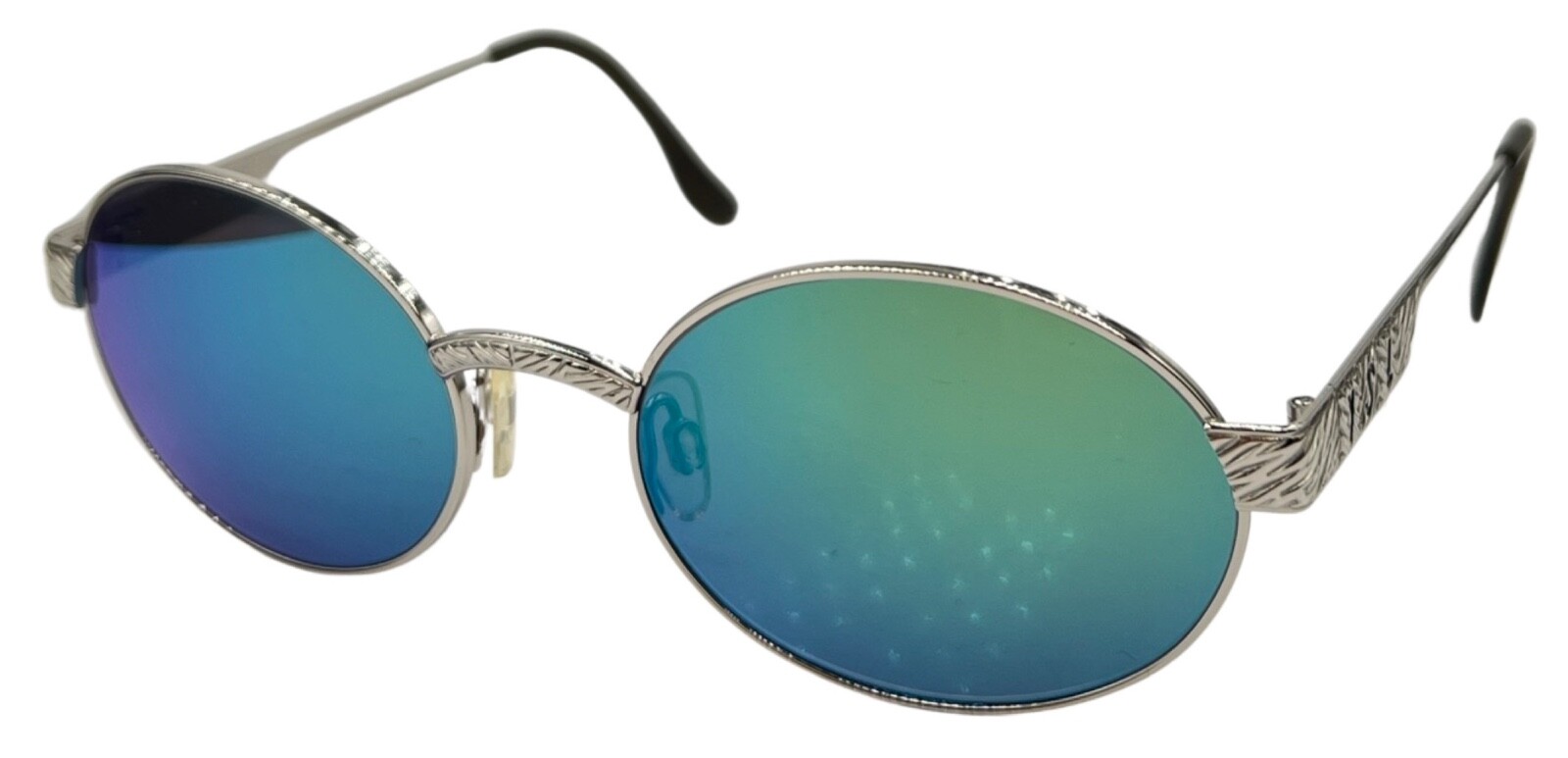 Occhiali da sole vintage Yves Saint Laurent 6043 Y271 argento ovale metallo con LENTI NUOVE