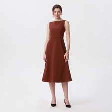 Women's Sleeveless Tailored Midi Dress - A New Day Brown M